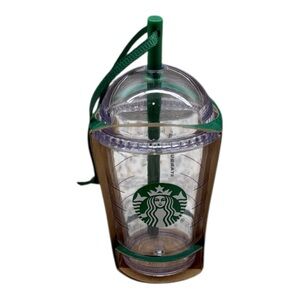 NIP STARBUCKS Clear Plastic Domed Lid 4" FRAPPUCCINO Tumbler Holiday Ornament